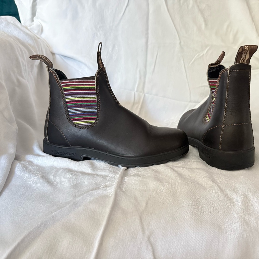 Stout Brown Chelsea Leather Boots with Stripes